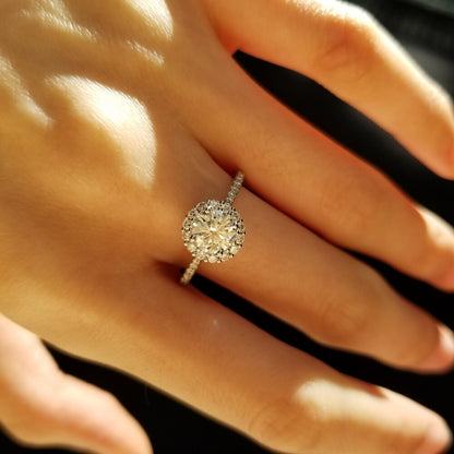 0.8 CT Round Halo & Pave Lab Grown Diamond Engagement Ring