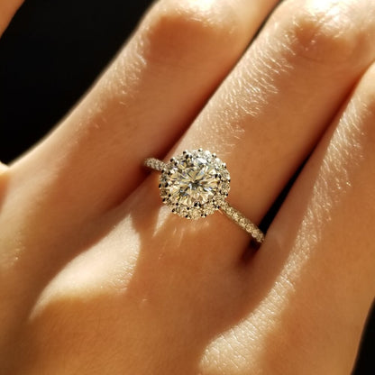 0.8 CT Round Halo & Pave Lab Grown Diamond Engagement Ring