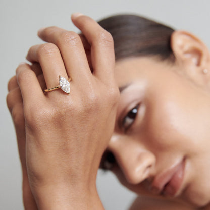 1 CT Marquise Solitaire Lab Grown Diamond Engagement Ring