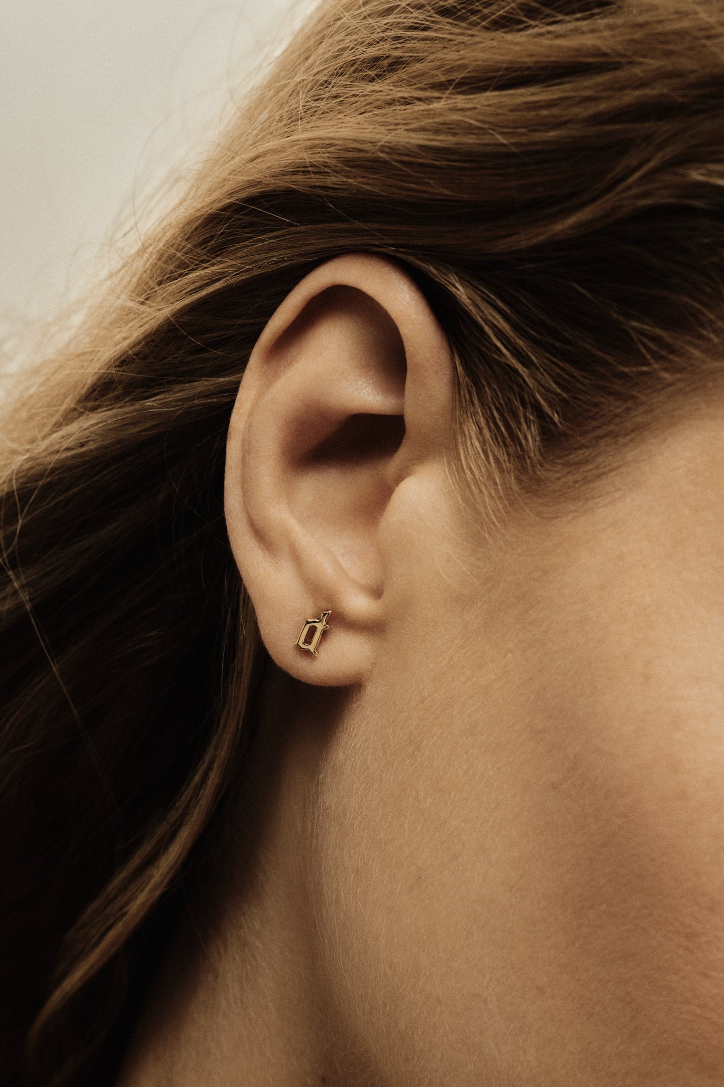 Gothic Letter Stud | 925 Sterling Silver