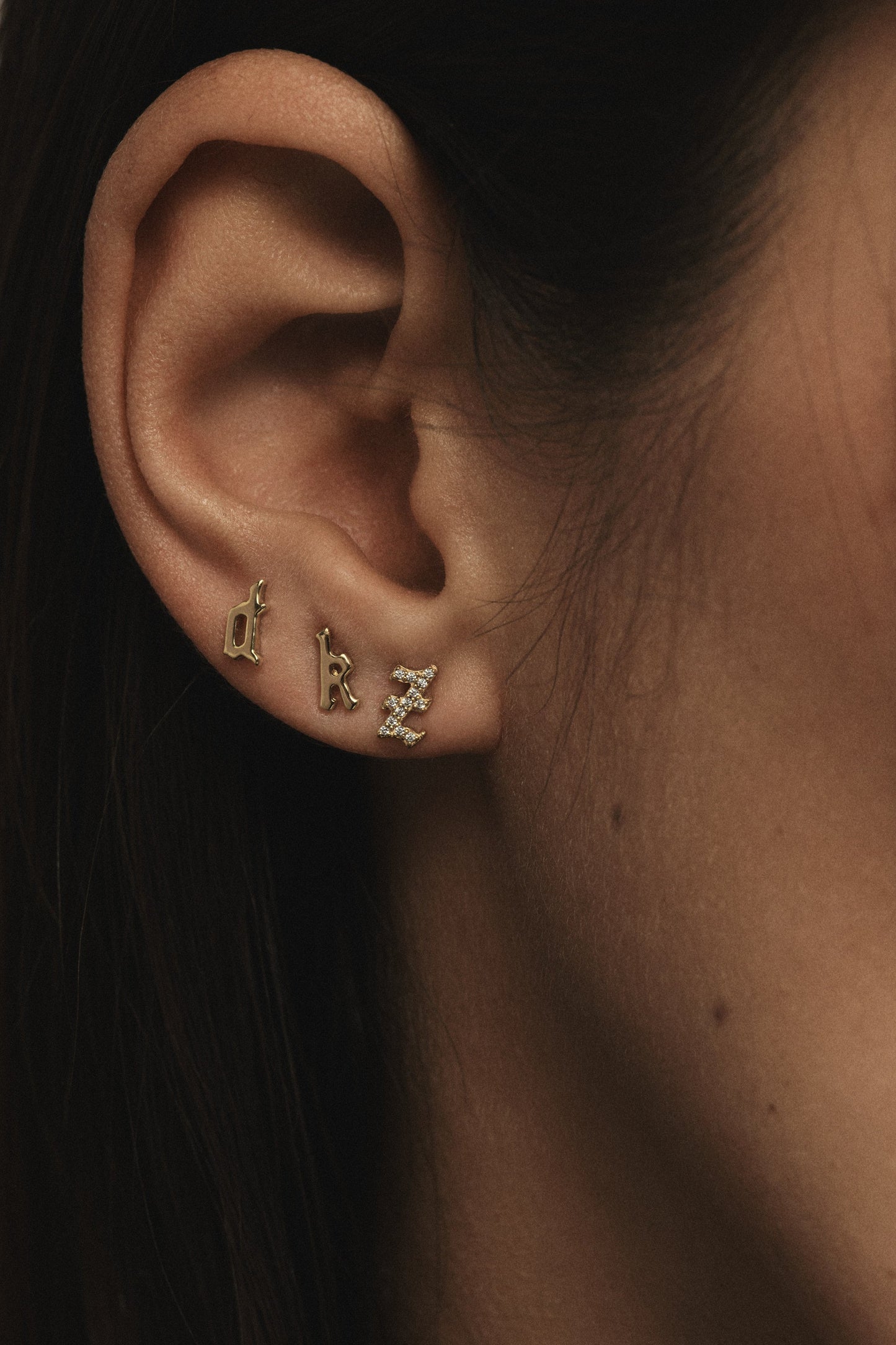 Gothic Letter Stud | 925 Sterling Silver