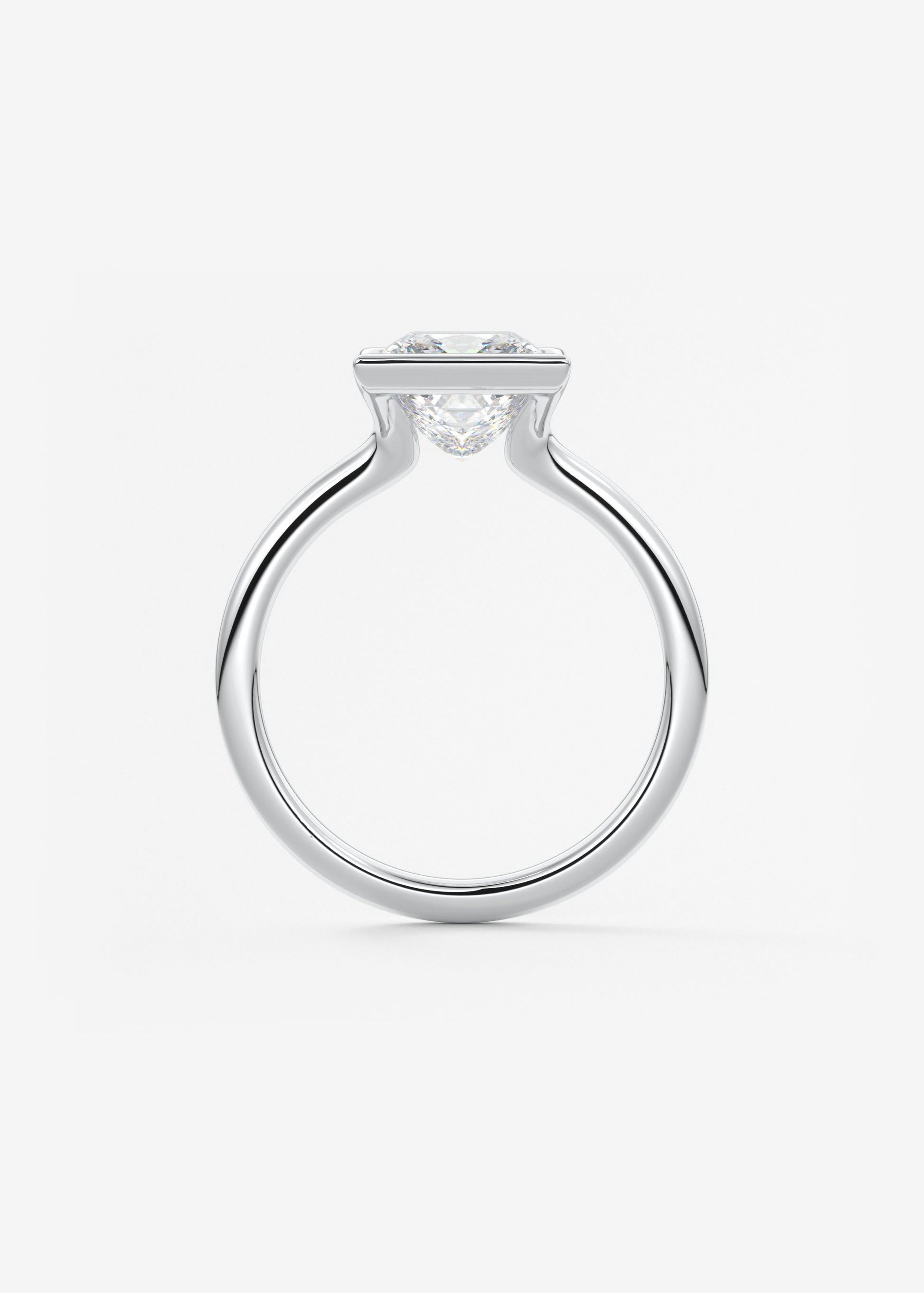 Princess Half Bezel Lab Grown Diamond Engagement Ring