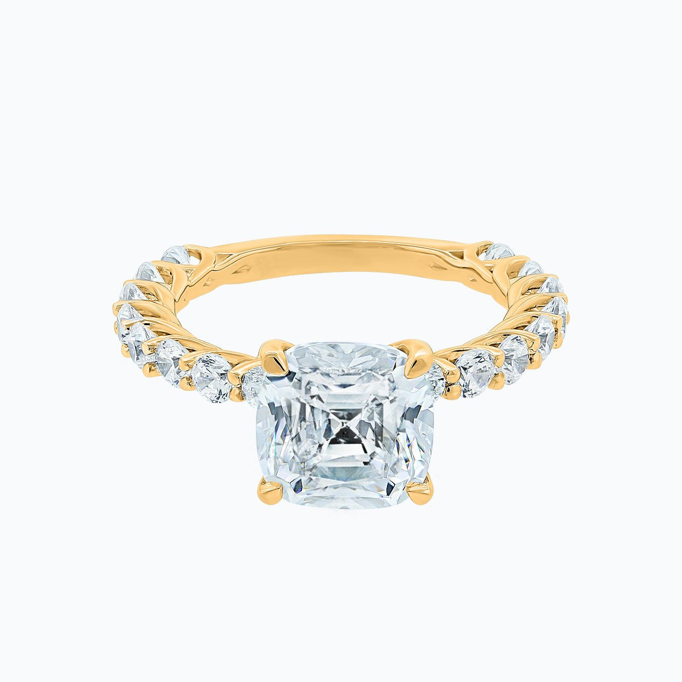 3.0 CT Cushion Hidden Halo & Pave Lab Grown Diamond Engagement Ring