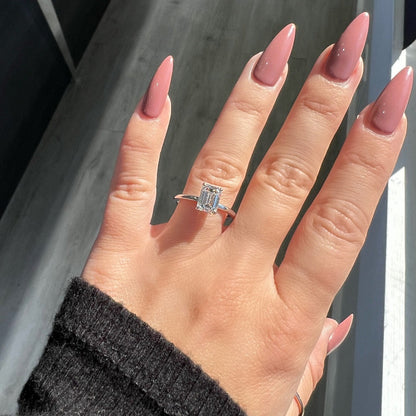 1.70 CT Emerald Hidden Halo Lab Grown Diamond Engagement Ring