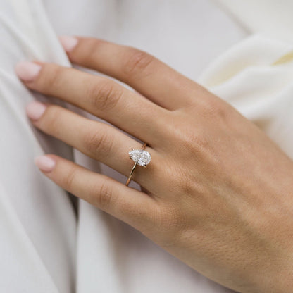 2 CT Pear Solitaire Lab Grown Diamond Engagement Ring