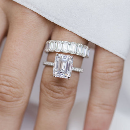 3.25 CT Emerald Pave Lab Grown Diamond Engagement Ring