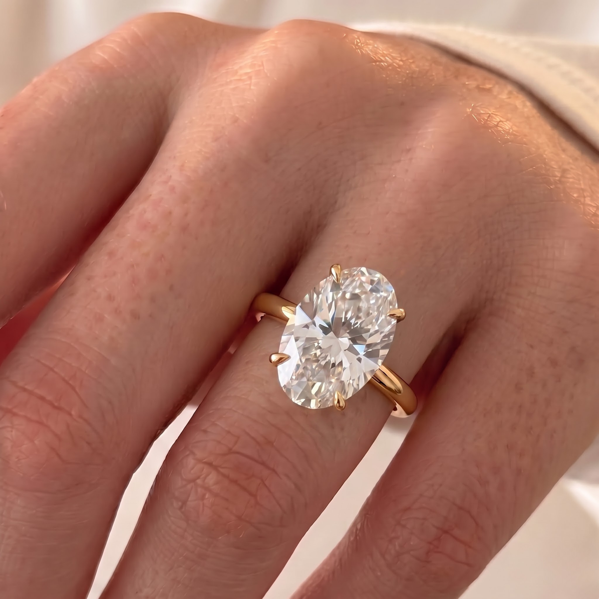 Hailey Bieber – Inspired Oval Cut Hidden Halo Lab Grown Diamond Engagement Ring