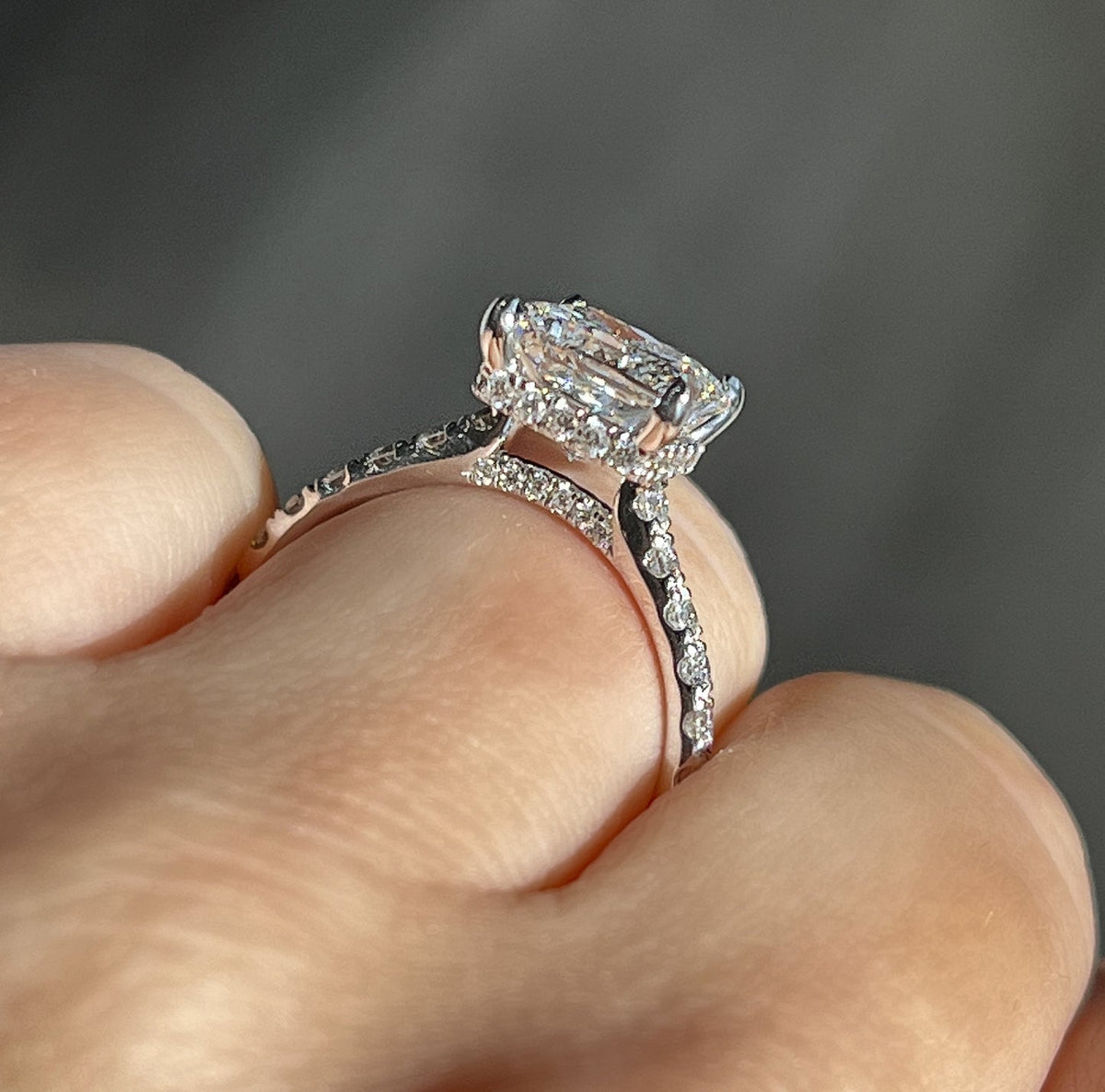 2.50 CT Princess Pave Lab Grown Diamond Engagement Ring