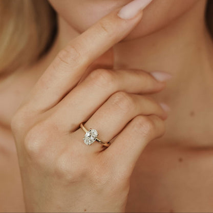 2.30 CT Oval Hidden Halo Lab Grown Diamond Engagement Ring