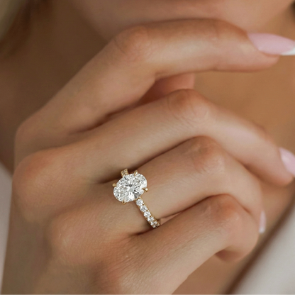 2.50 CT Oval Pave Lab Grown Diamond Engagement Ring