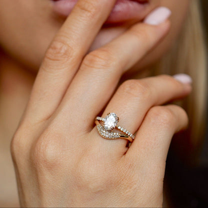 1.25 CT Oval Pave Lab Grown Diamond Engagement Ring
