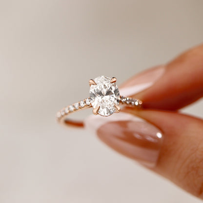 2.50 CT Oval Pave Lab Grown Diamond Engagement Ring