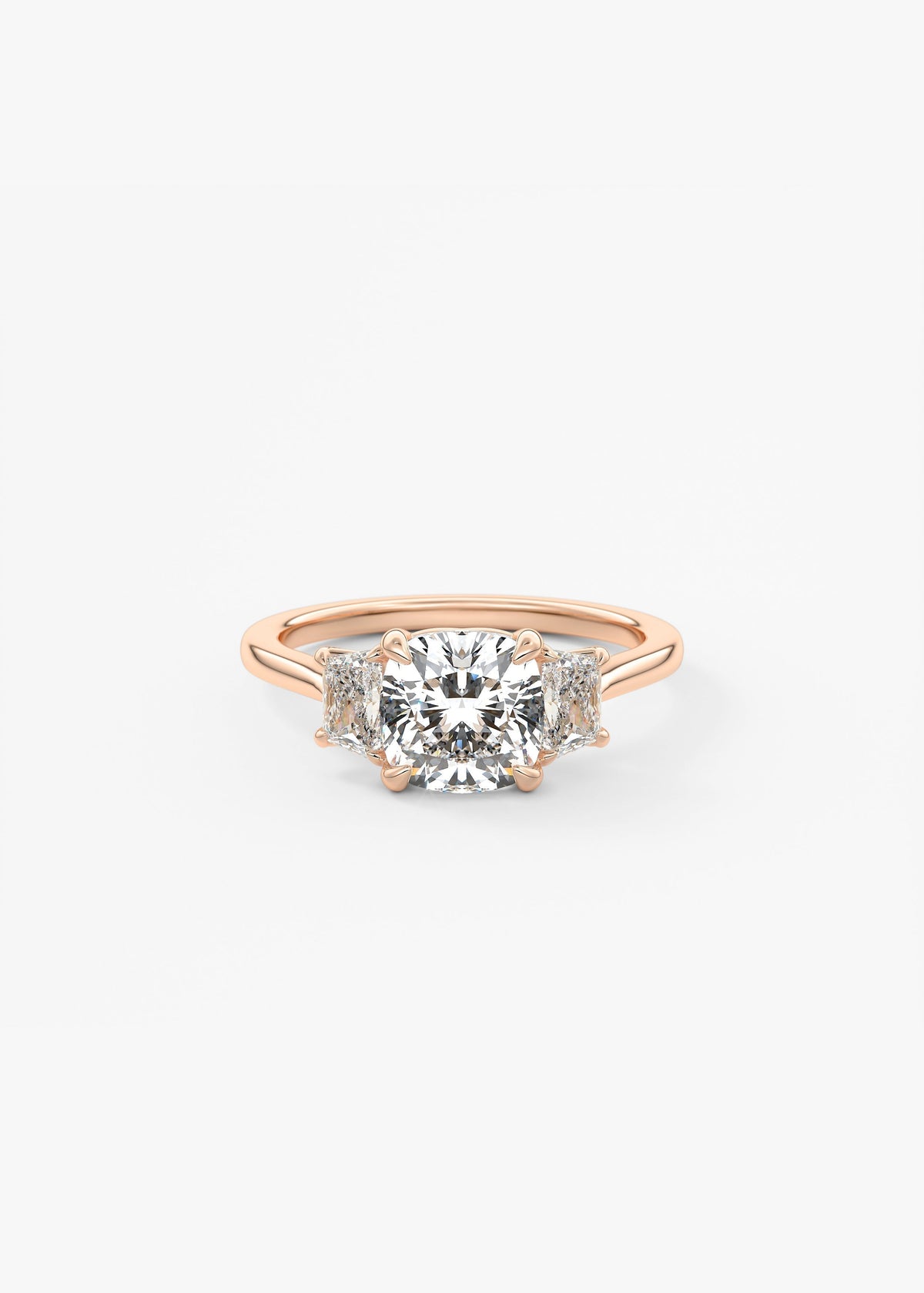 Cushion Three Stone Lab Grown Diamond Engagement Ring