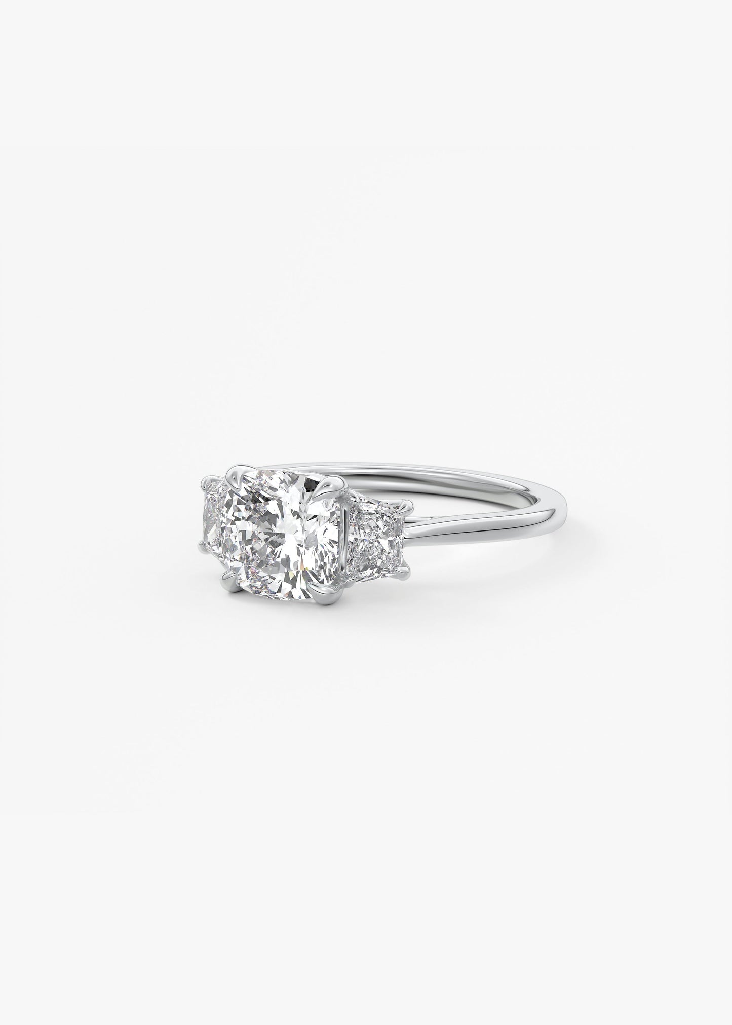 Cushion Three Stone Lab Grown Diamond Engagement Ring