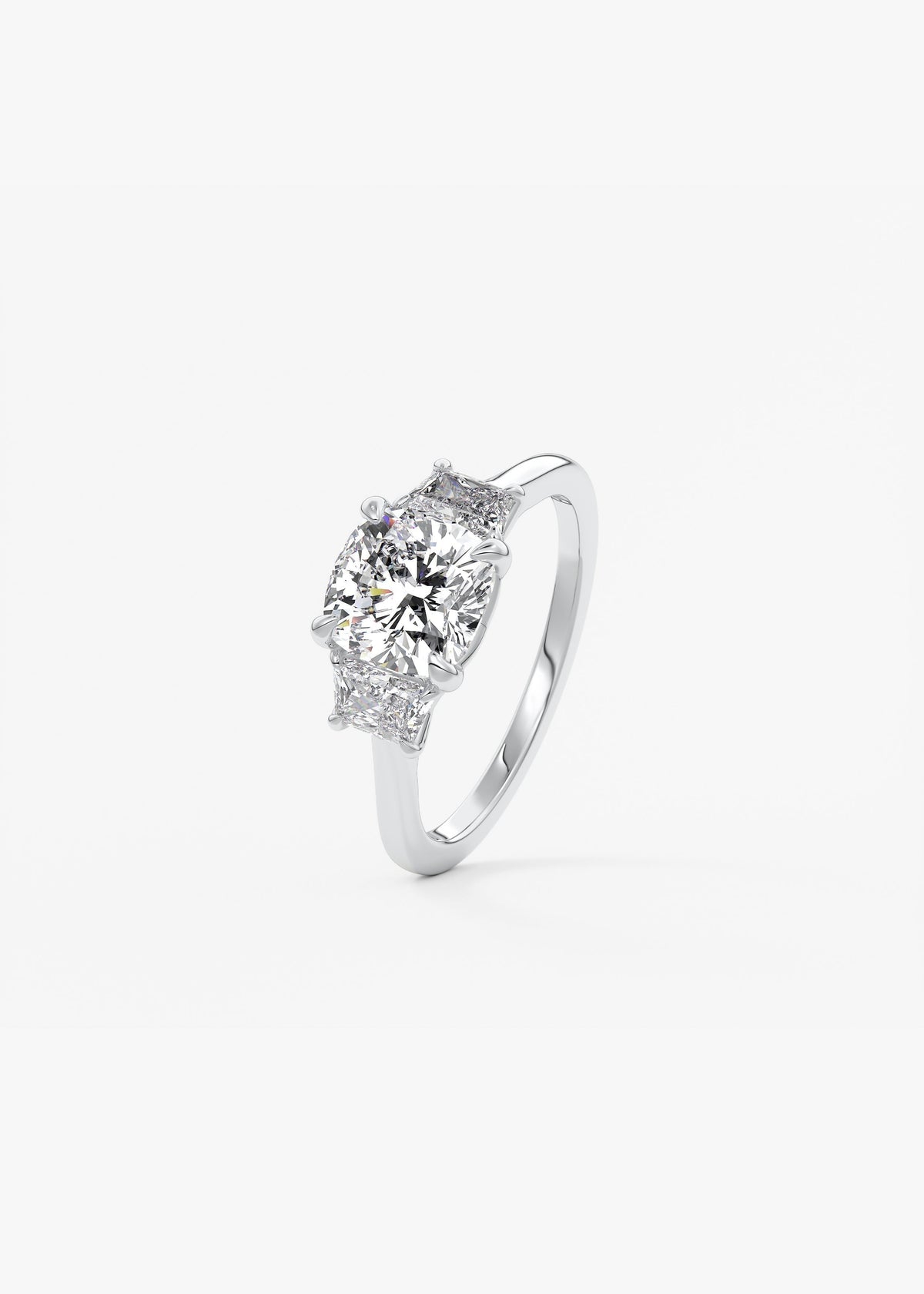 Cushion Three Stone Lab Grown Diamond Engagement Ring