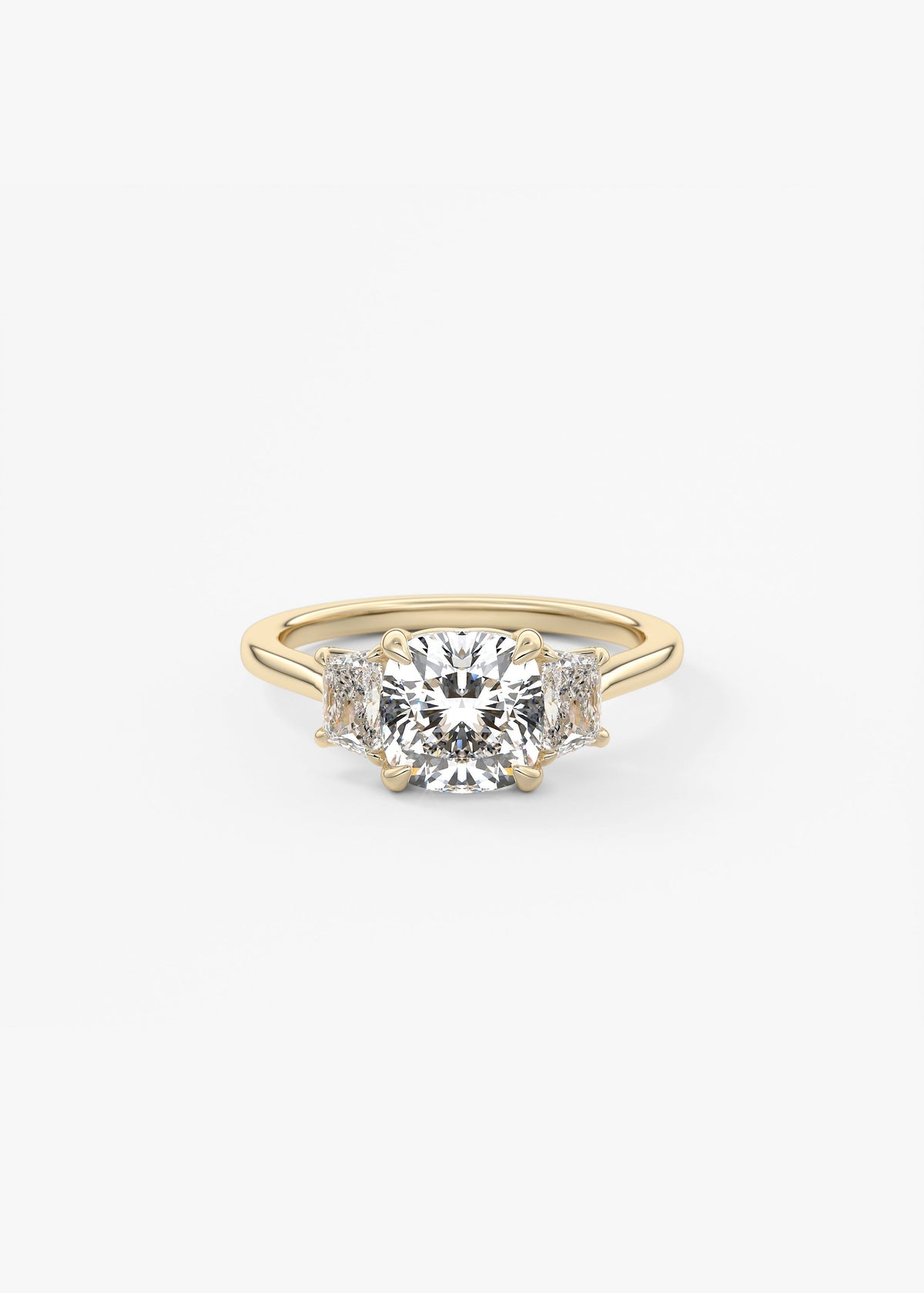 Cushion Three Stone Lab Grown Diamond Engagement Ring