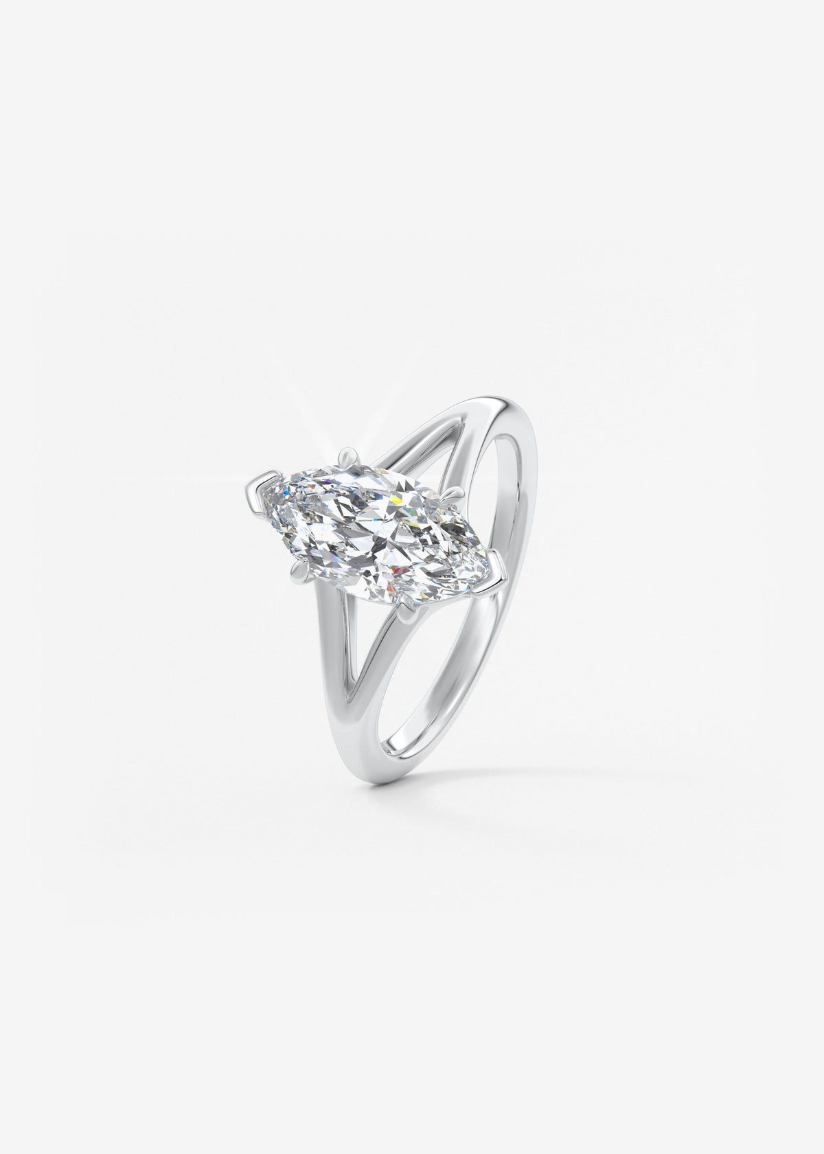Marquise Split Shank Lab Grown Diamond Engagement Ring