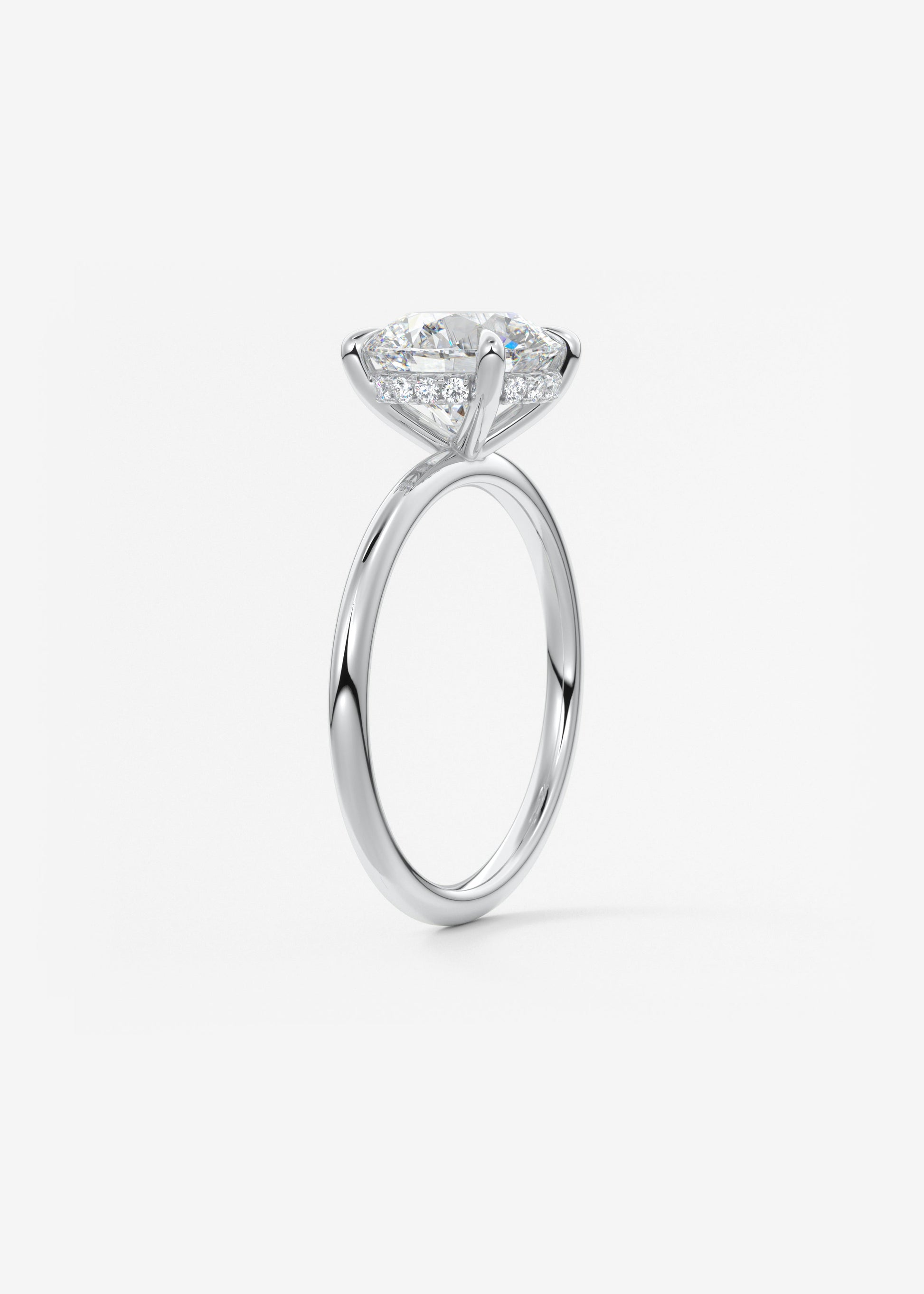 Round Hidden Halo Lab Grown Diamond Engagement Ring