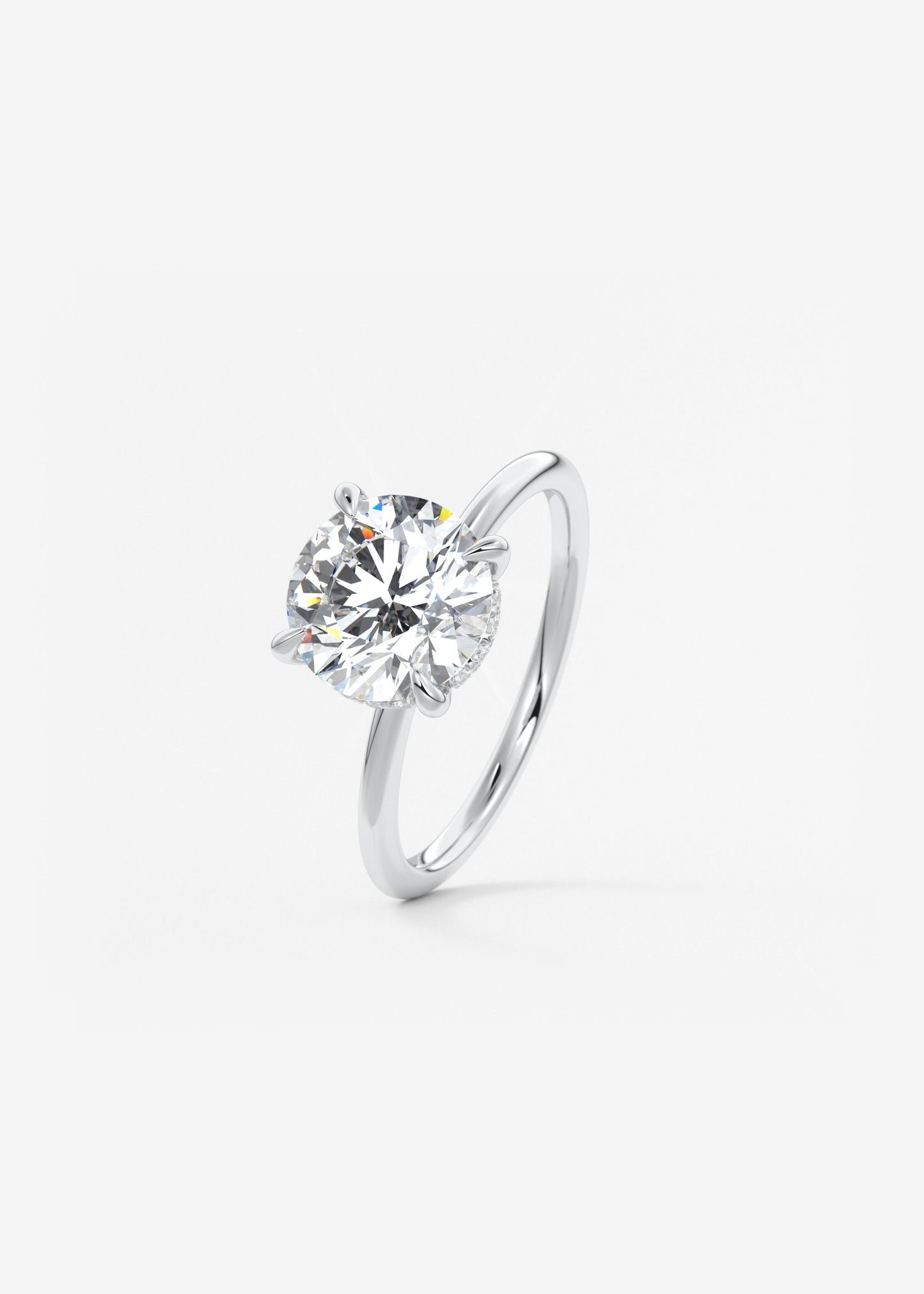 Round Hidden Halo Lab Grown Diamond Engagement Ring