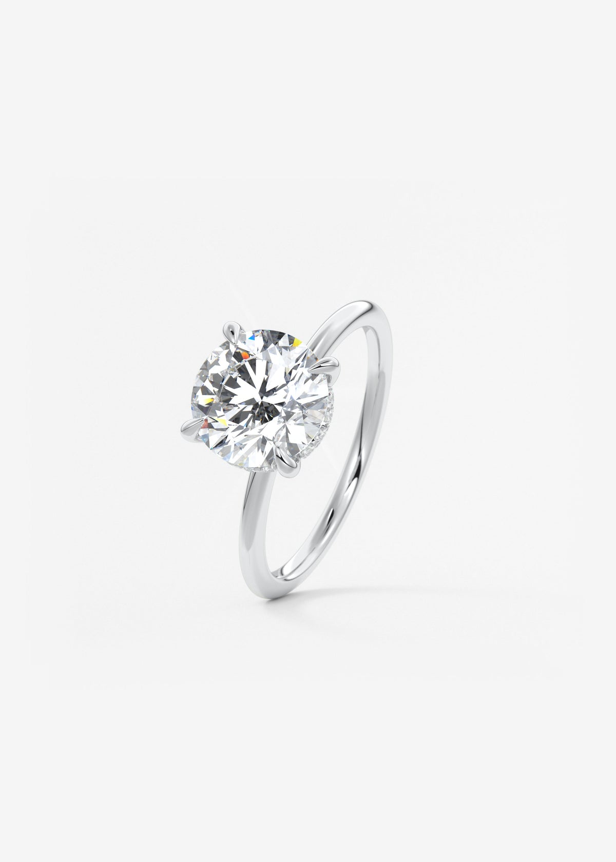 Round Hidden Halo Lab Grown Diamond Engagement Ring