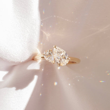 1.5 TCW Pear Two Stone Lab Grown Diamond Engagement Ring