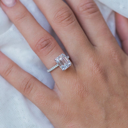 3.25 CT Emerald Pave Lab Grown Diamond Engagement Ring