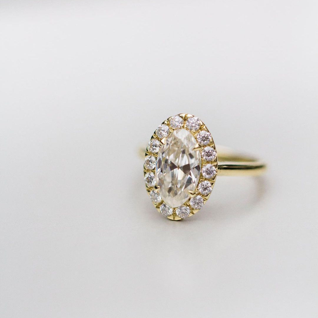 3.8 CT Oval Halo Lab Grown Diamond Engagement Ring