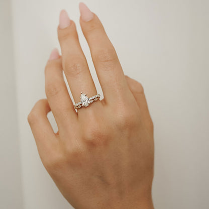 1.25 CT Pear Pave Lab Grown Diamond Engagement Ring