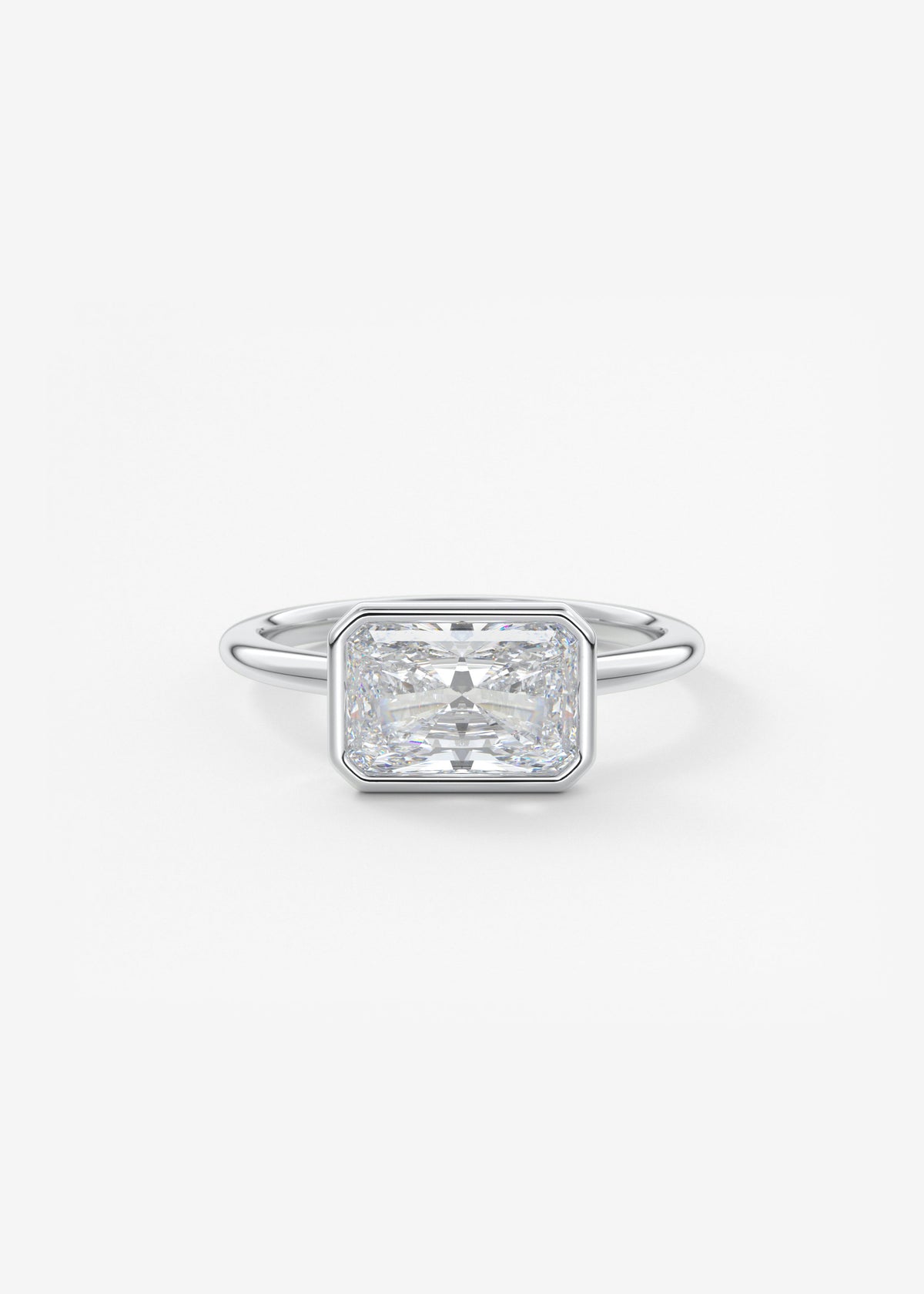 Radiant East West Bezel Lab Grown Diamond Engagement Ring