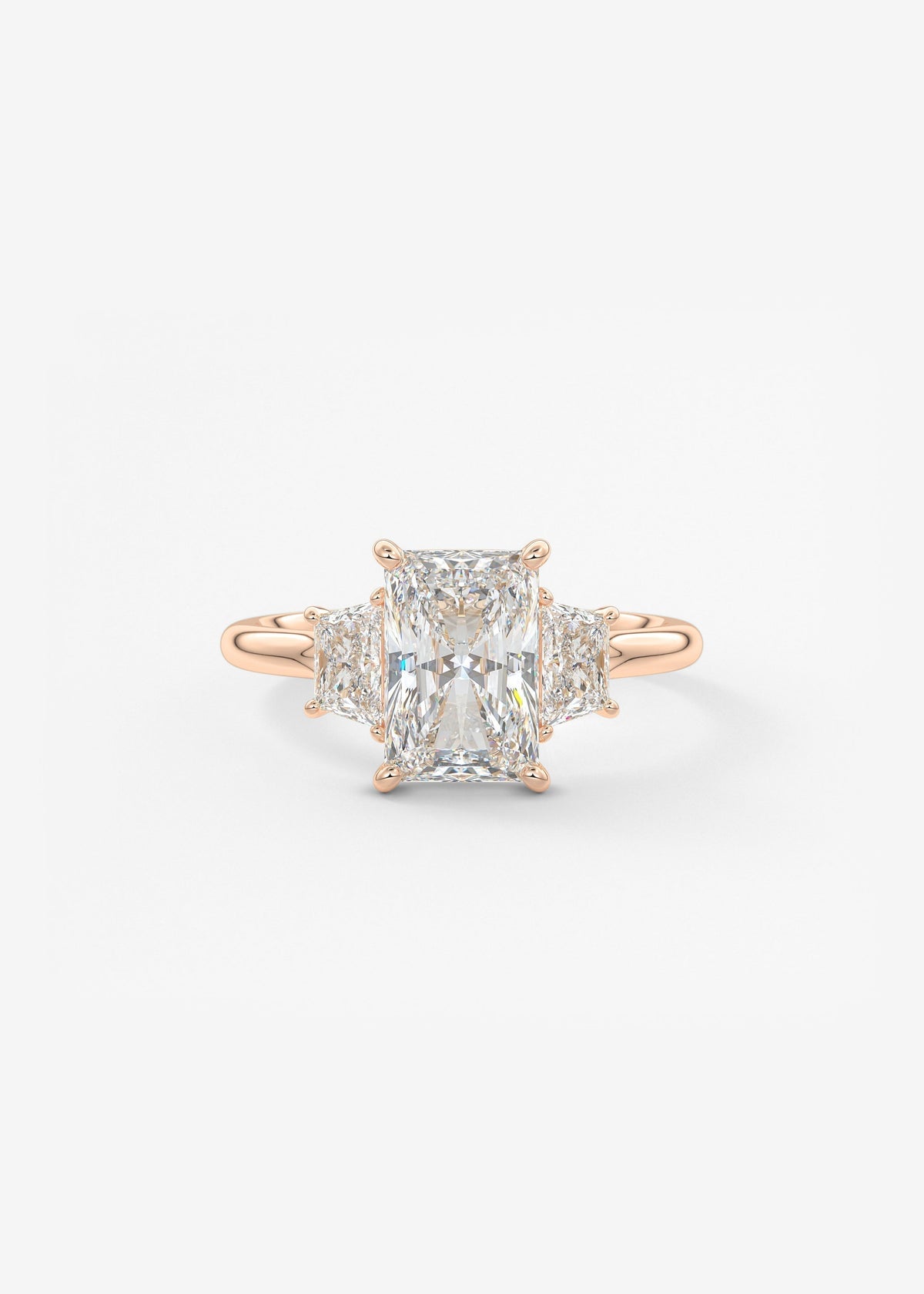 Radiant Three Stone Lab Grown Diamond Engagement Ring