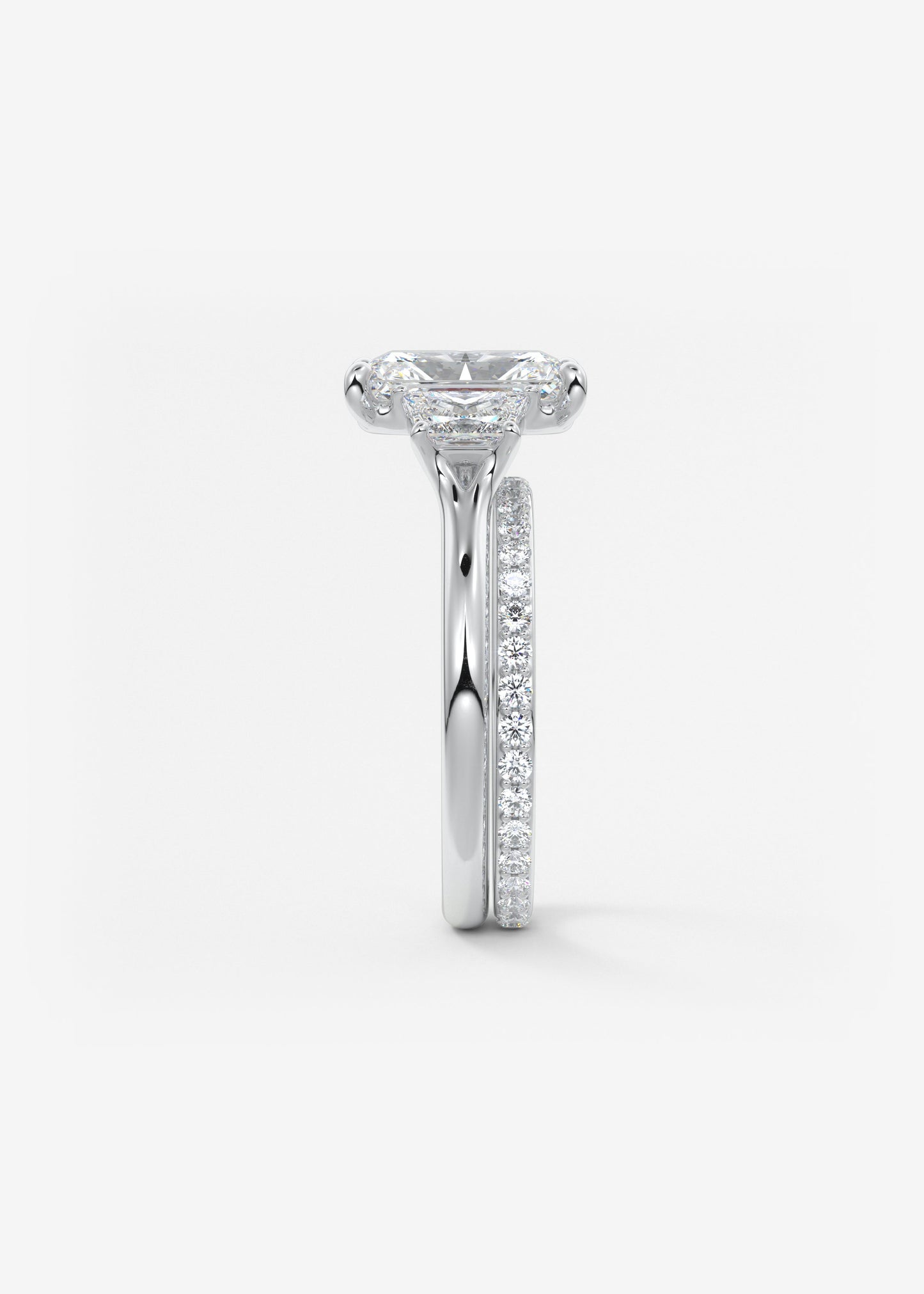 Radiant Three Stone Lab Grown Diamond Engagement Ring