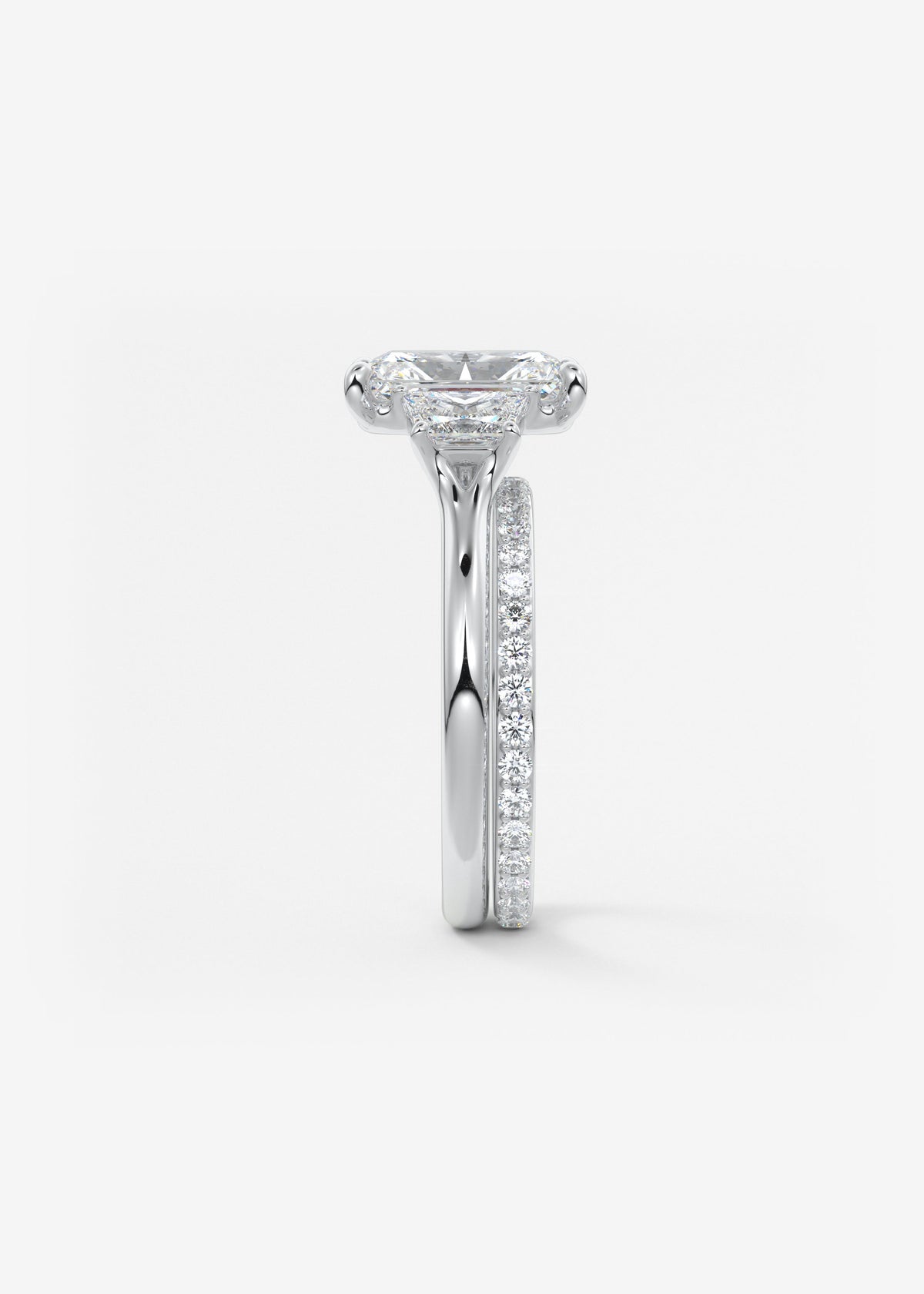 Radiant Three Stone Lab Grown Diamond Engagement Ring
