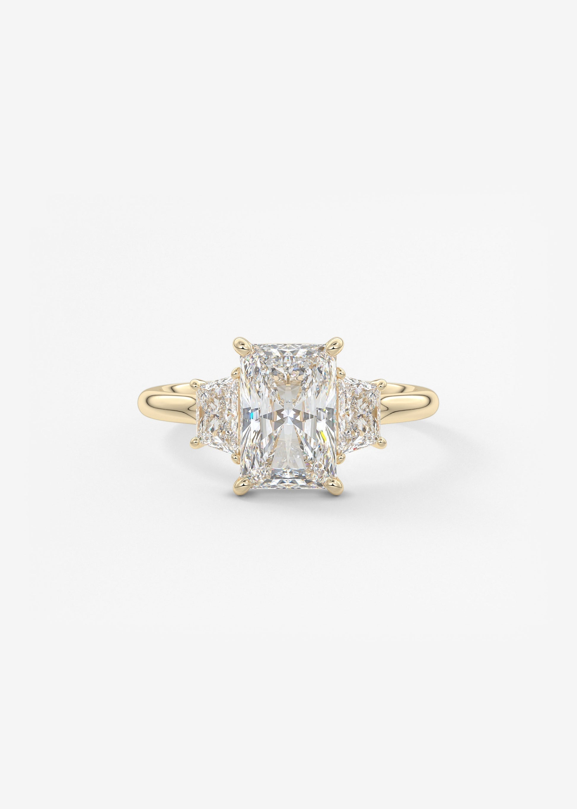 Radiant Three Stone Lab Grown Diamond Engagement Ring