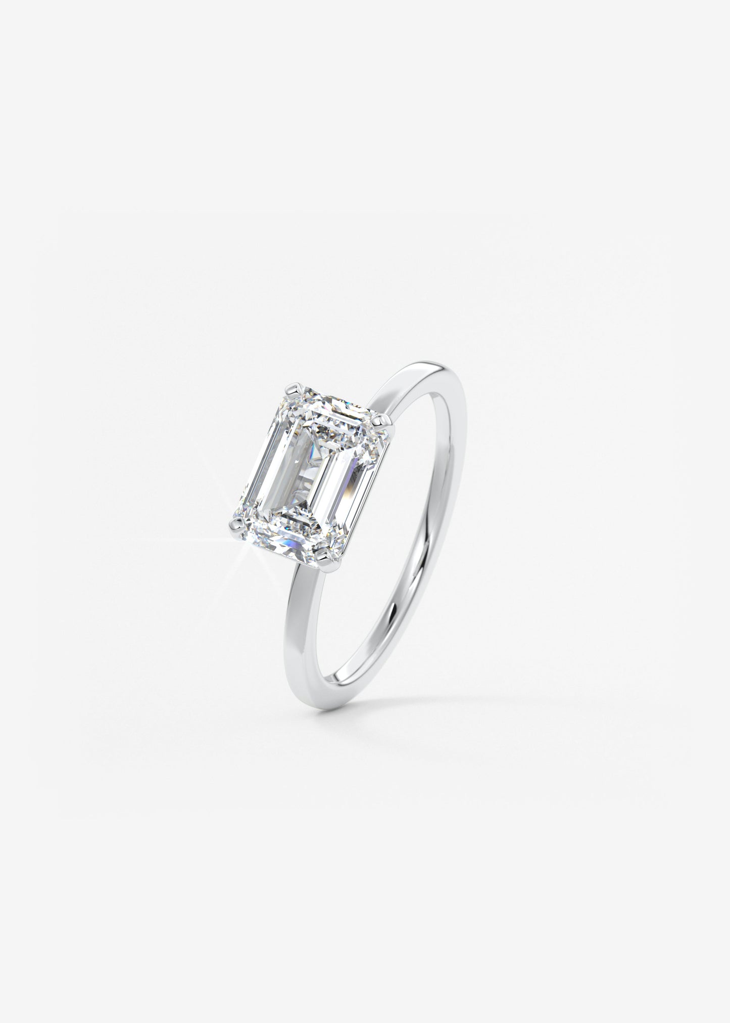 Emerald East West Solitaire Lab Grown Diamond Engagement Ring