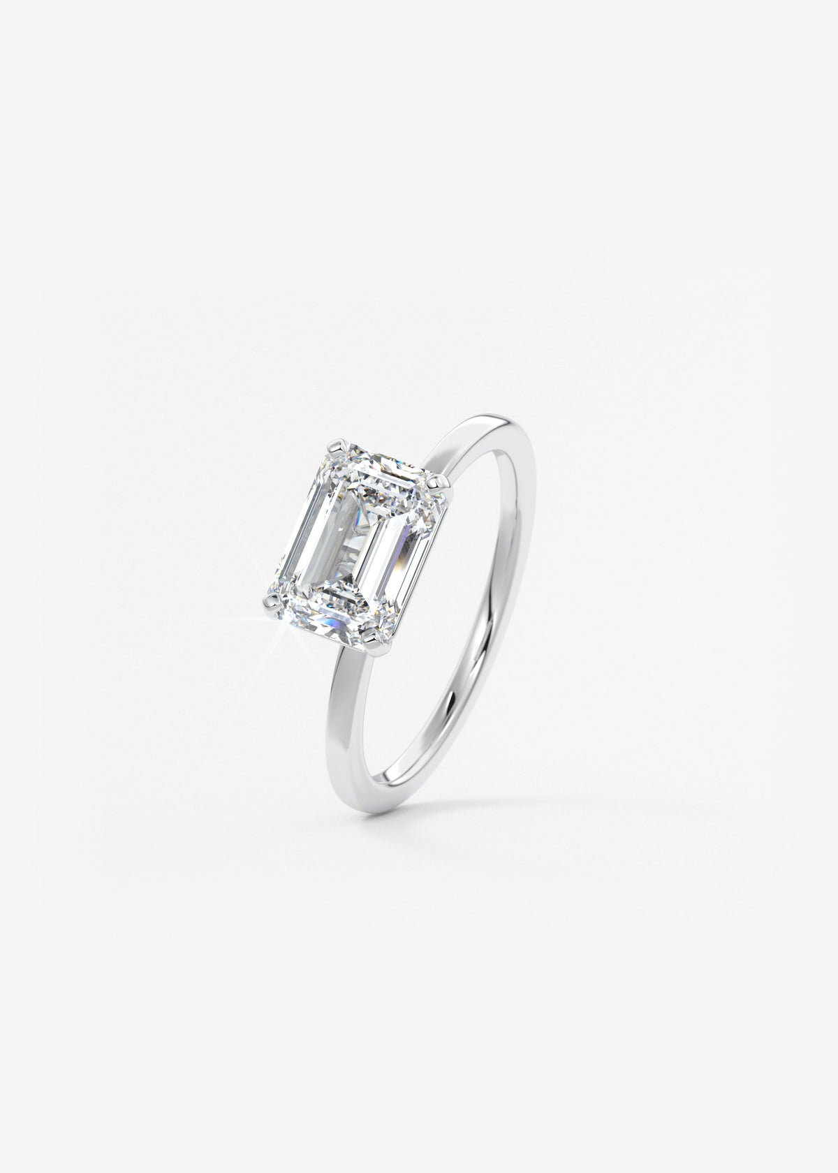 Emerald East West Solitaire Lab Grown Diamond Engagement Ring
