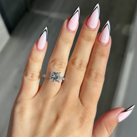 2.50 CT Princess Pave Lab Grown Diamond Engagement Ring