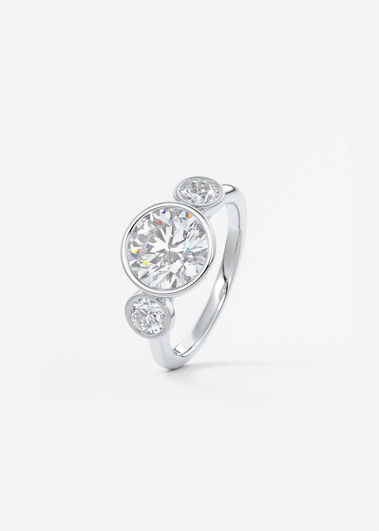 Round Three Stone Lab Grown Diamond Engagement Ring