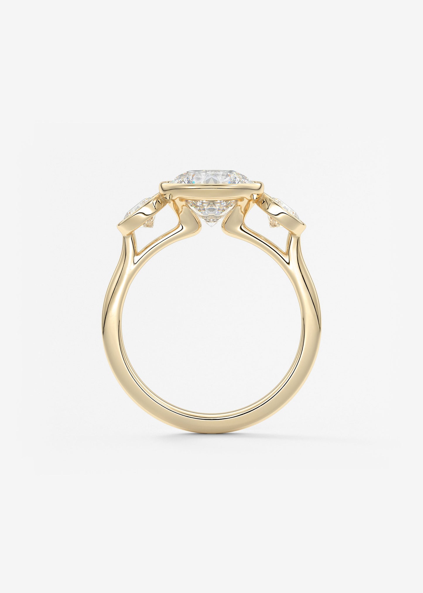 Round Three Stone Lab Grown Diamond Engagement Ring