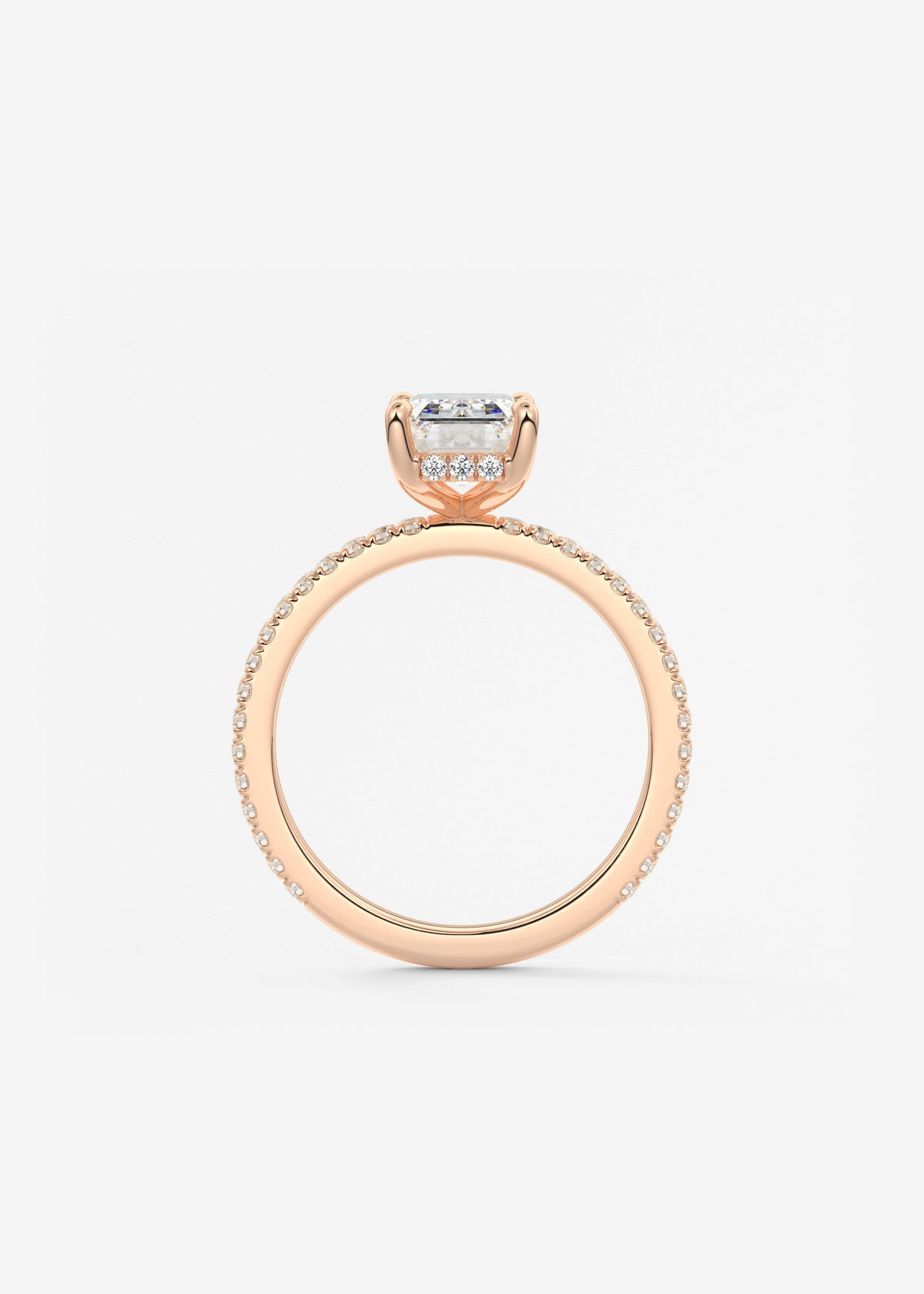 Emerald Hidden Halo Pave Lab Grown Diamond Engagement Ring