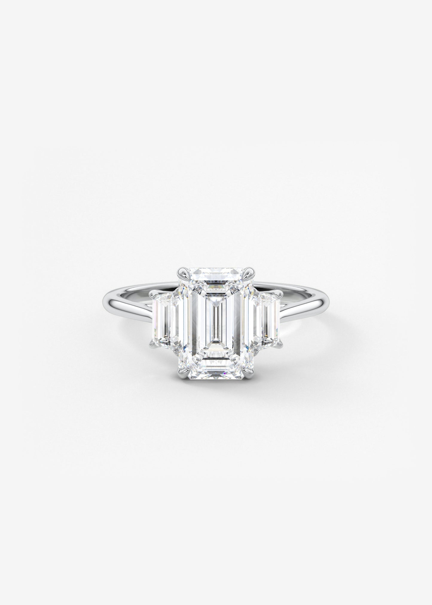 Emerald Three Stone Lab Grown Diamond Engagement Ring