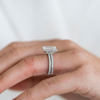 4 CT Emerald Pave Lab Grown Diamond Engagement Ring