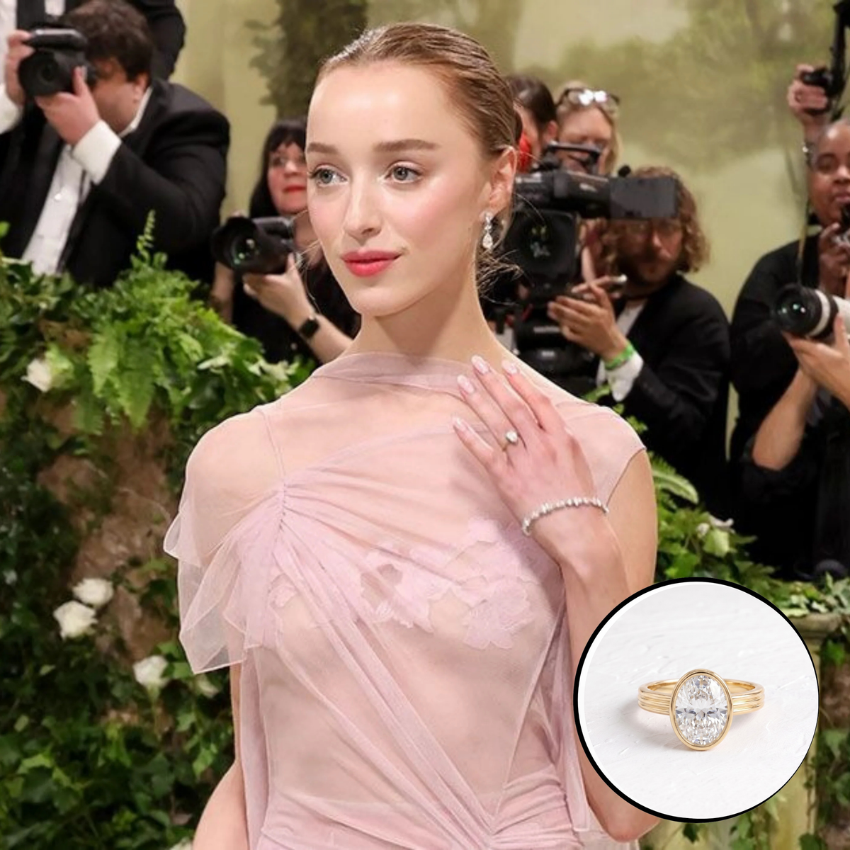 Phoebe Dynevor – Inspired Oval Cut Bezel Lab Grown Diamond Engagement Ring