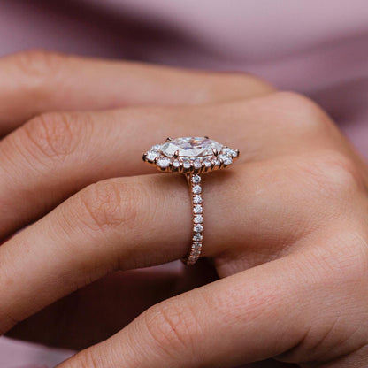 3.5 CT Oval Halo &Pave Lab Grown Diamond Engagement Ring