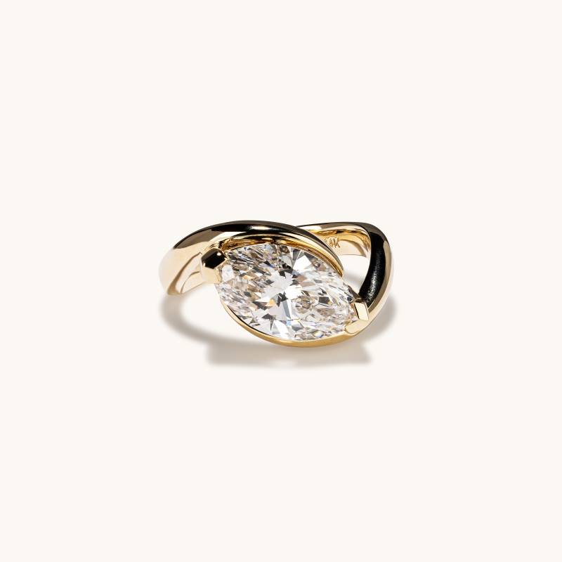 3.02 CT East West Marquise Solitaire Lab Grown Diamond Engagement Ring
