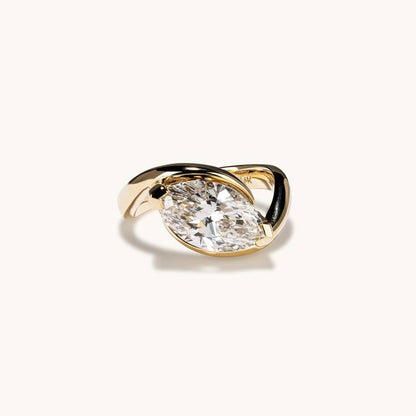3.02 CT East West Marquise Solitaire Lab Grown Diamond Engagement Ring
