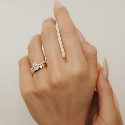 1.25 CT Pear Pave Lab Grown Diamond Engagement Ring