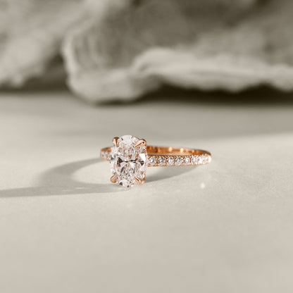 2.50 CT Oval Pave Lab Grown Diamond Engagement Ring