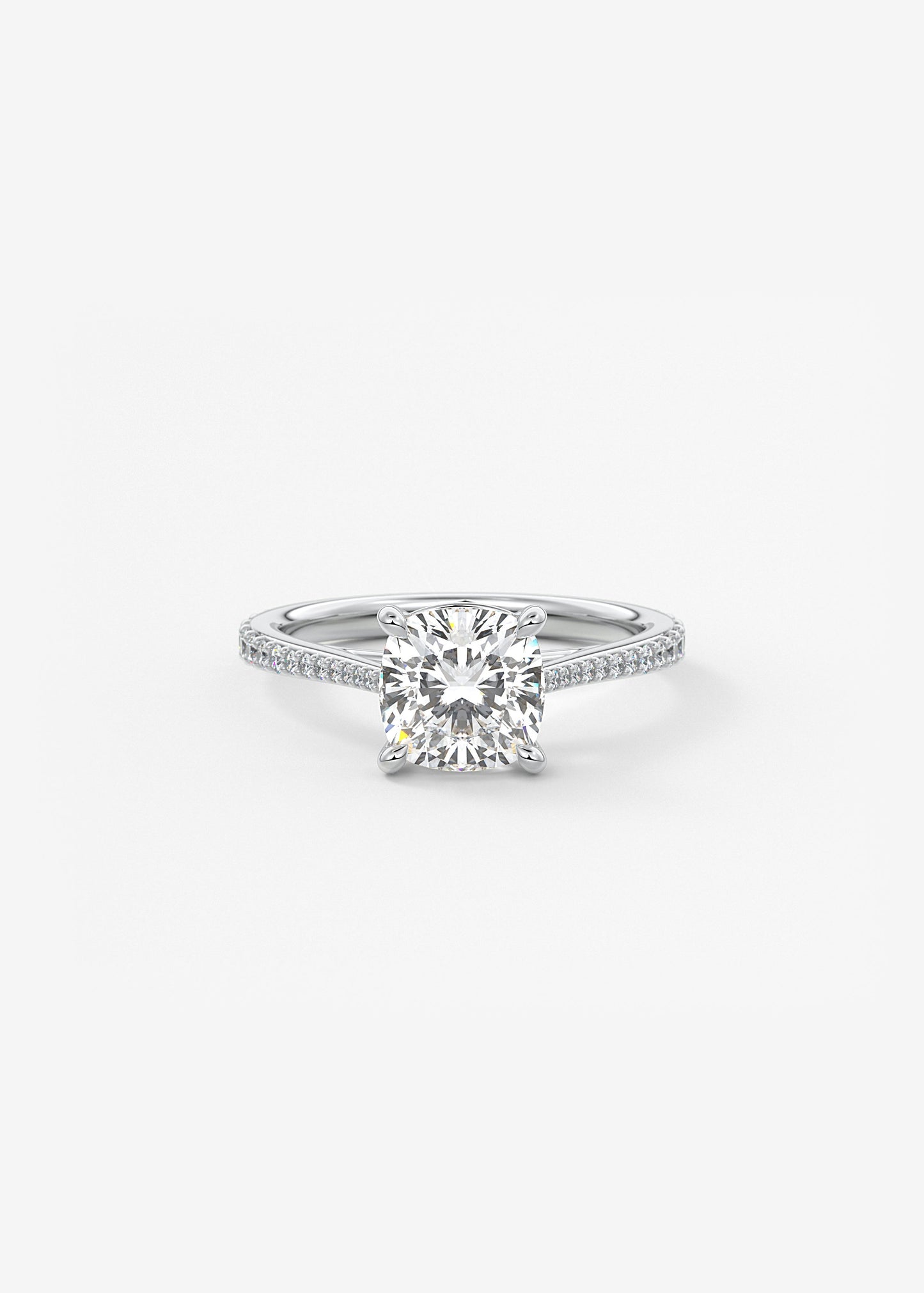 Cushion Pave Cathedral Lab Grown Diamond Engagement Ring