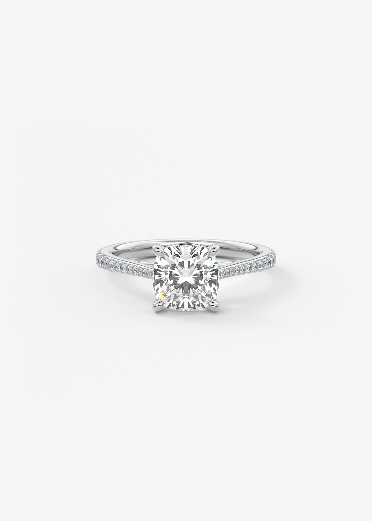 Cushion Pave Cathedral Lab Grown Diamond Engagement Ring