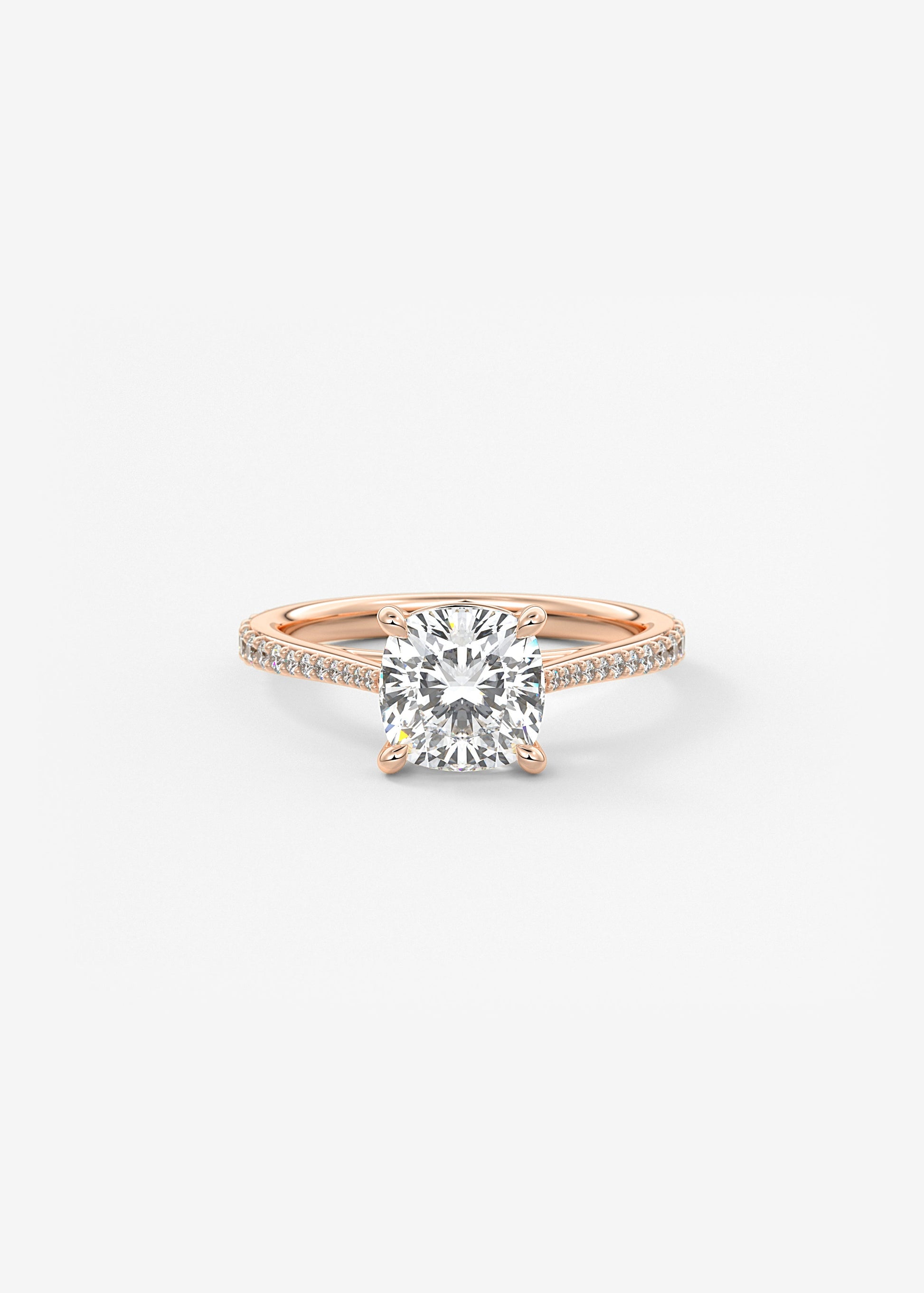 Cushion Pave Cathedral Lab Grown Diamond Engagement Ring